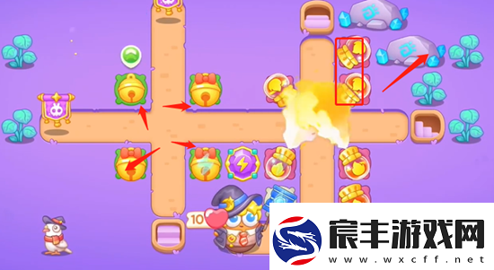 保卫萝卜4阿波与魔法宝藏第57关通关攻略