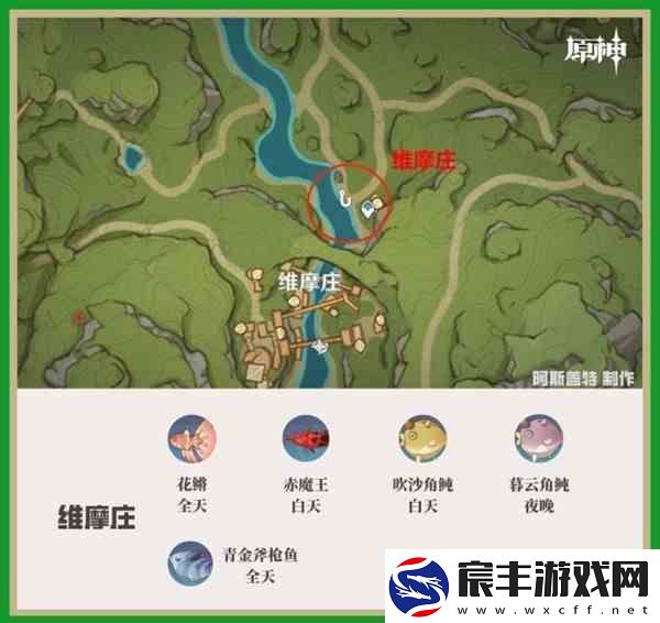 原神在须弥地区的位置和鱼类的分布