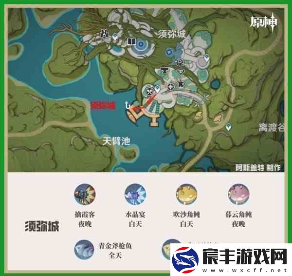 原神在须弥地区的位置和鱼类的分布