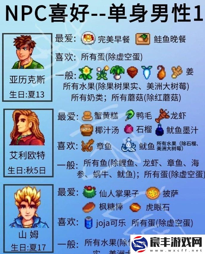 星露谷物语单身npc喜好详情